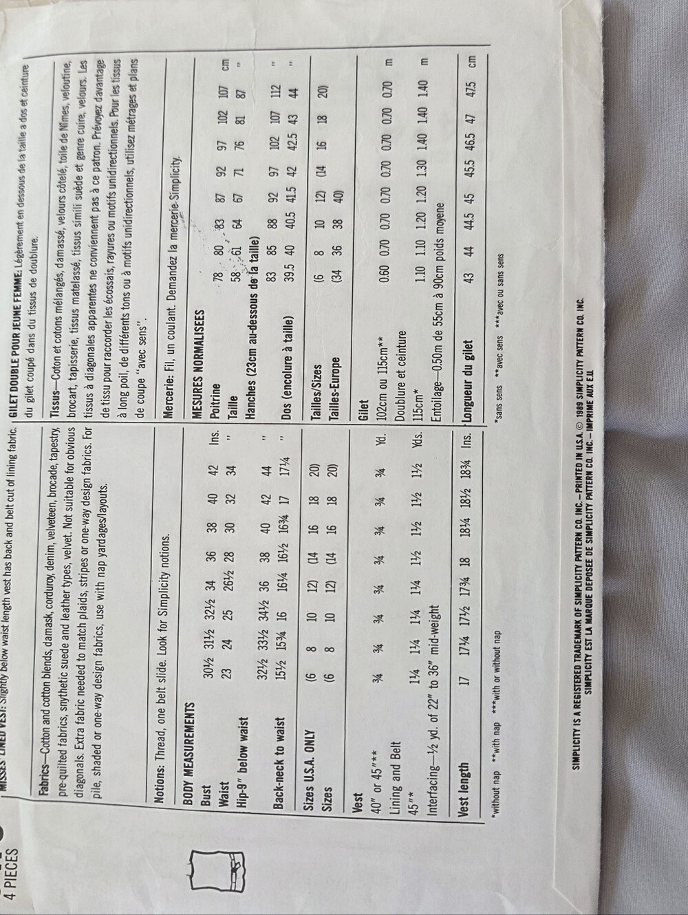 Simplicity 9476 Sewing Pattern - Picture 2 of 3